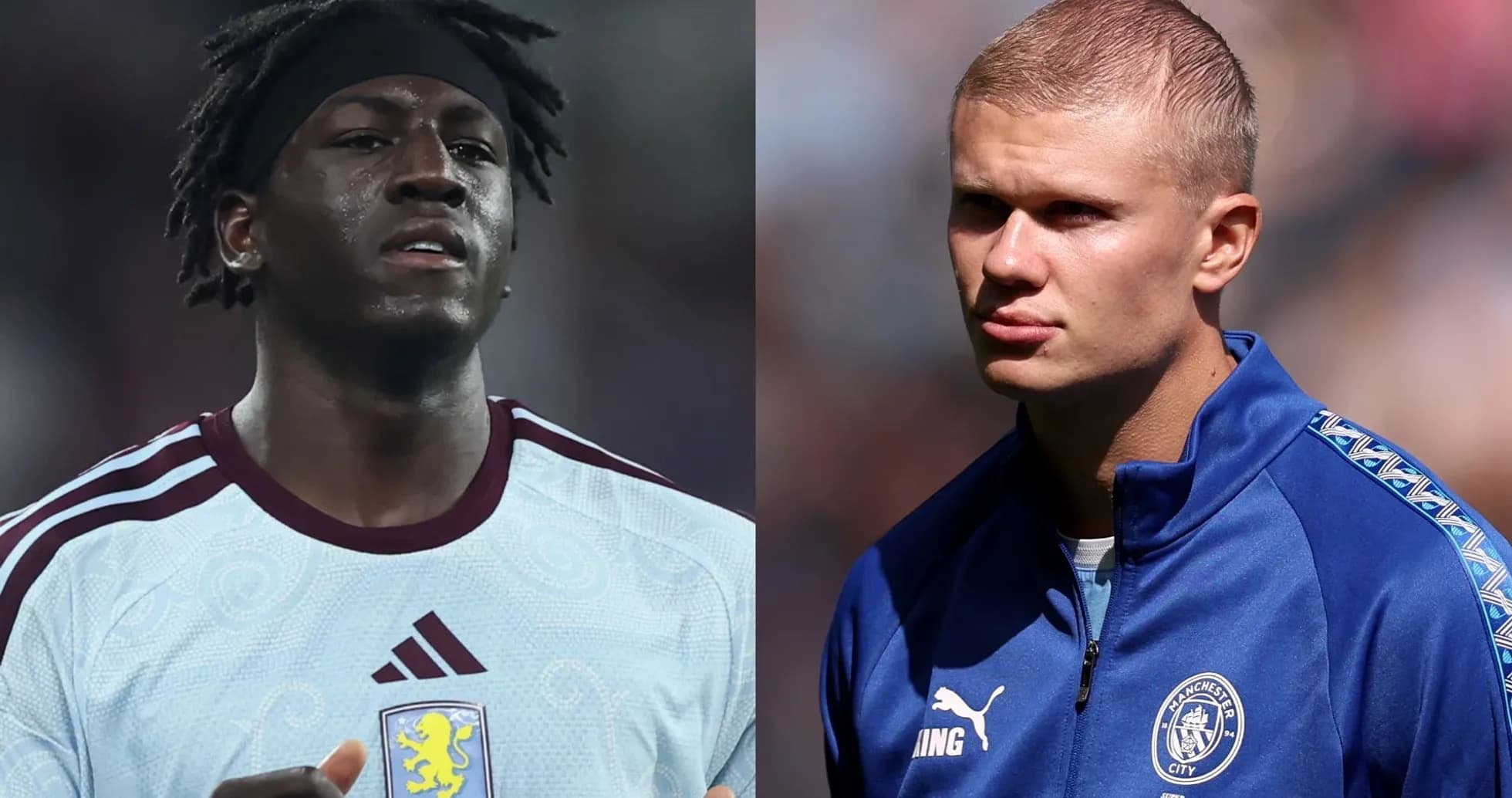 Two football players from Aston Villa and Manchester City Two football players from Aston Villa and Manchester City