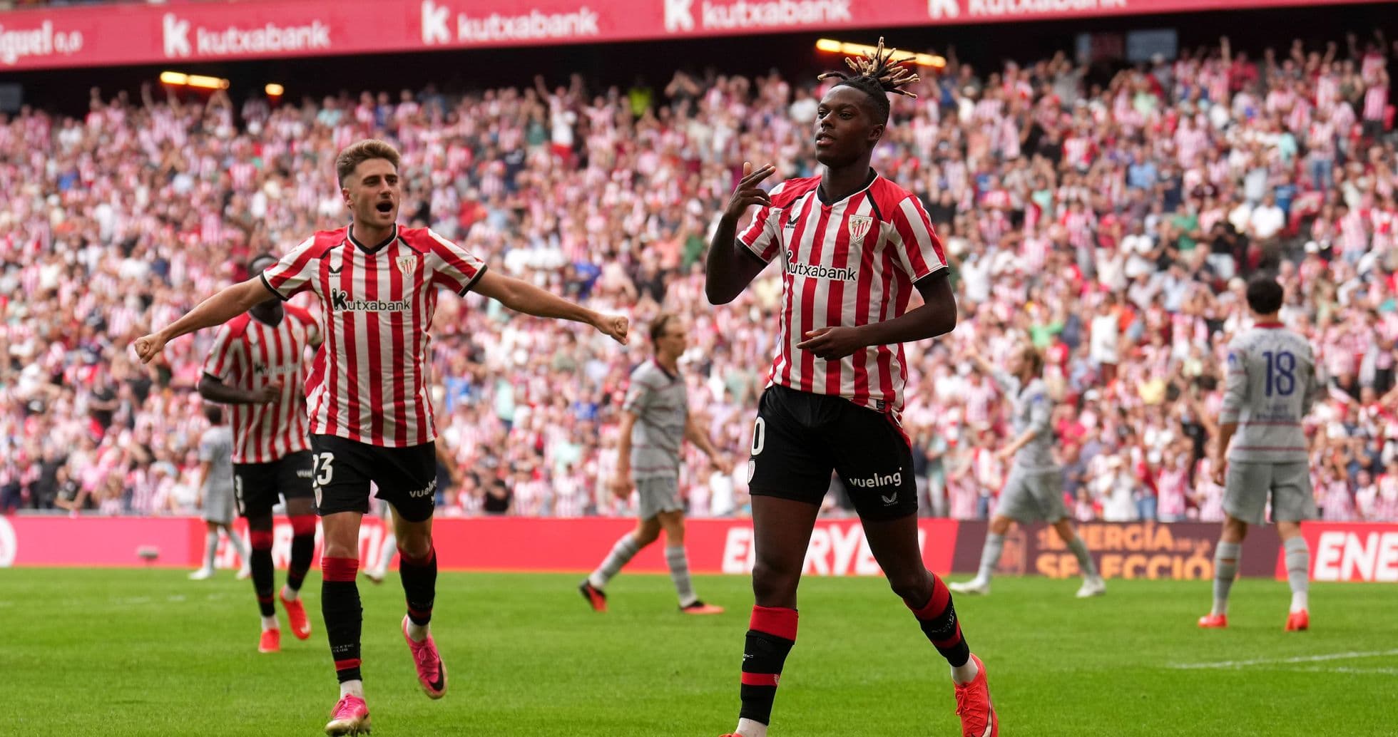 Athletic Club players celebrating a goal during match Athletic Club players celebrating a goal during match