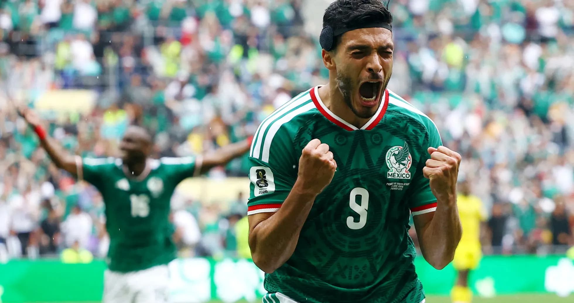 Player celebrating goal for Mexico during match Player celebrating goal for Mexico during match