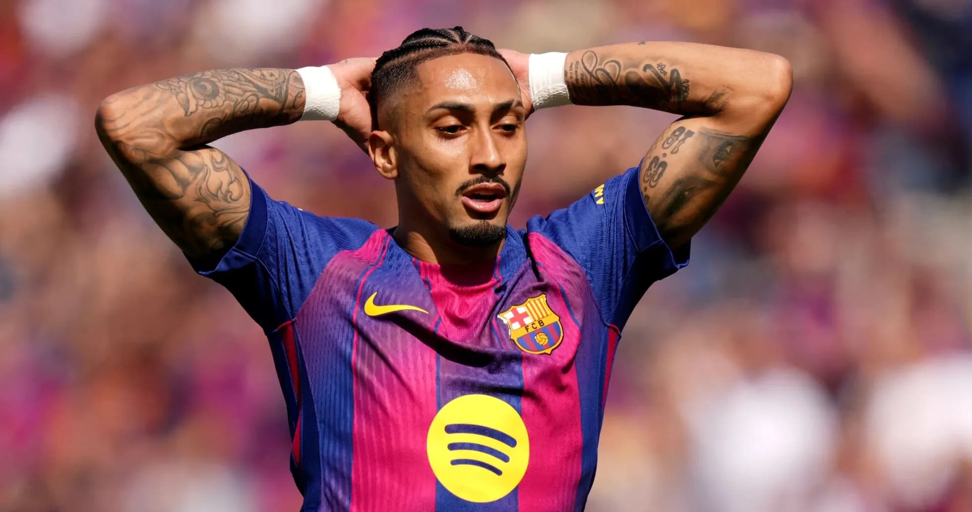 Player in Barcelona jersey during a match Player in Barcelona jersey during a match