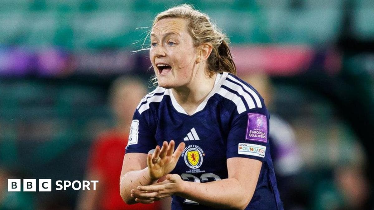 Scottish player gesturing during women's football match Scottish player gesturing during women's football match