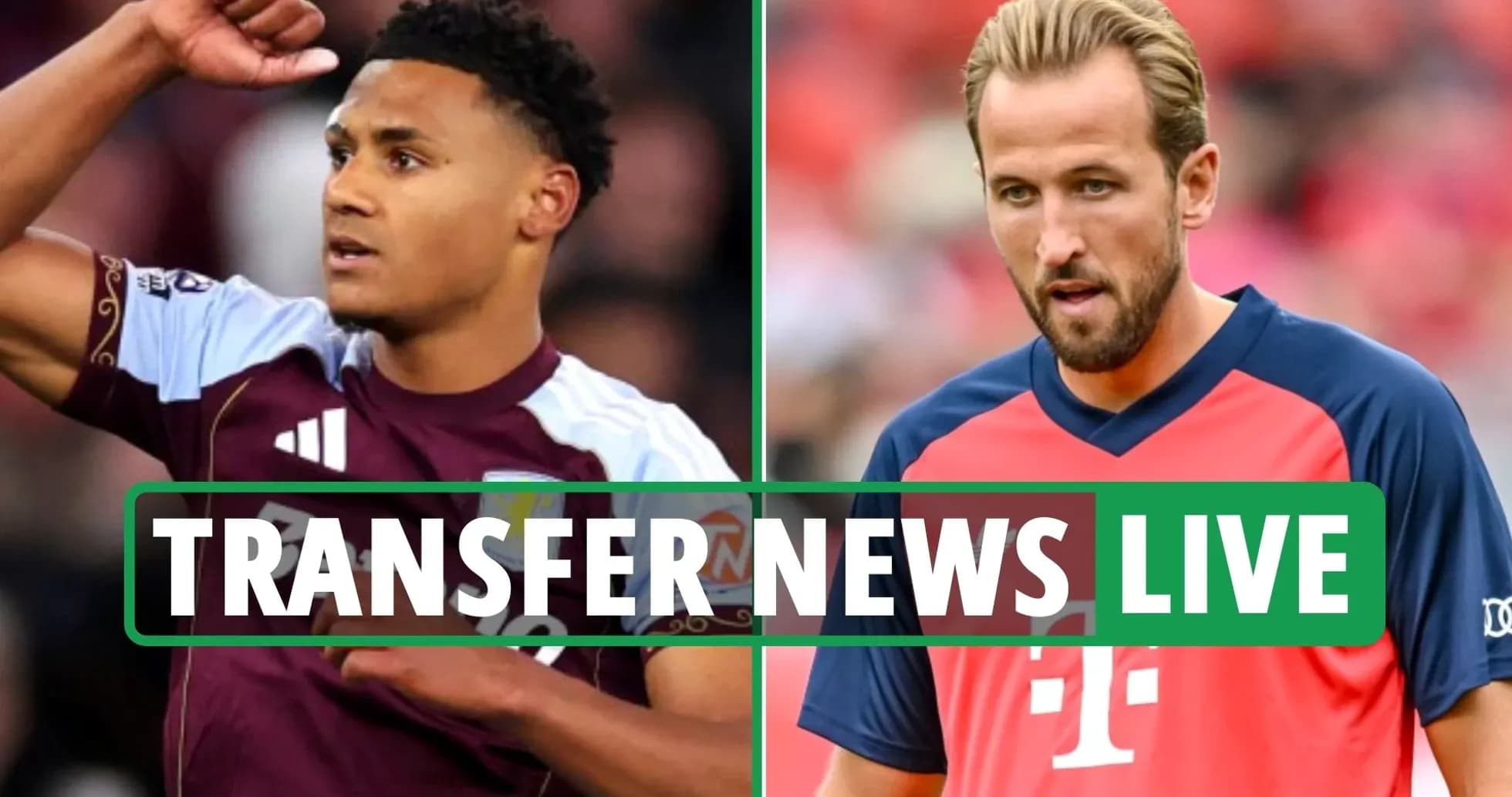 Two football players with transfer news banner Two football players with transfer news banner