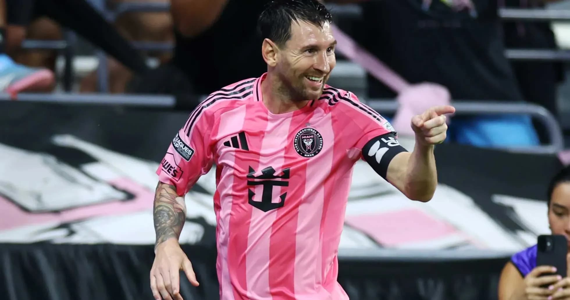 Lionel Messi celebrating a goal for Inter Miami Lionel Messi celebrating a goal for Inter Miami