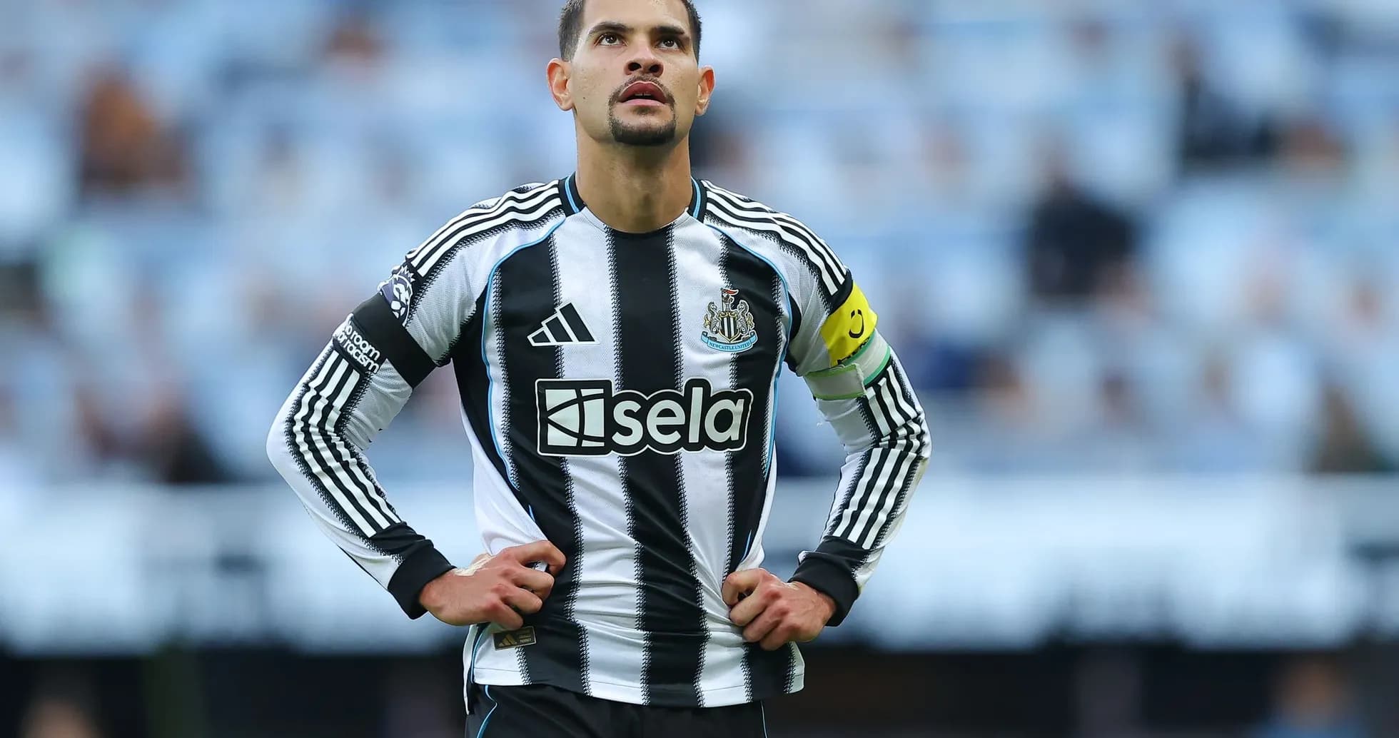 Newcastle United captain on the pitch during match Newcastle United captain on the pitch during match