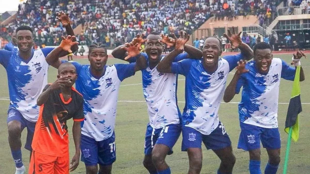 Players celebrating victory after NPFL match Players celebrating victory after NPFL match