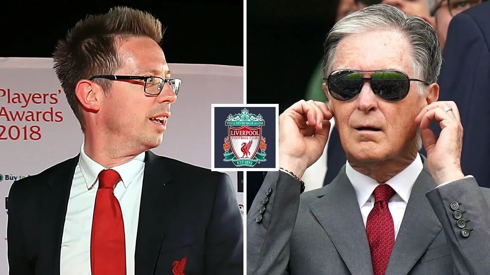 Two men at Liverpool Players' Awards 2018 event Two men at Liverpool Players' Awards 2018 event
