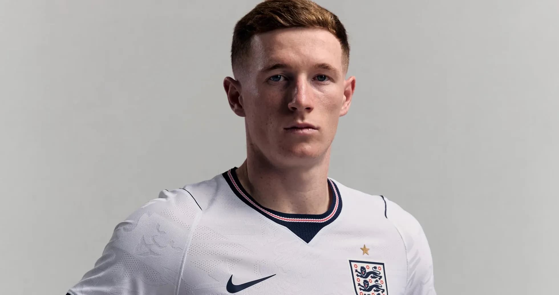 Player posing in England national team jersey Player posing in England national team jersey