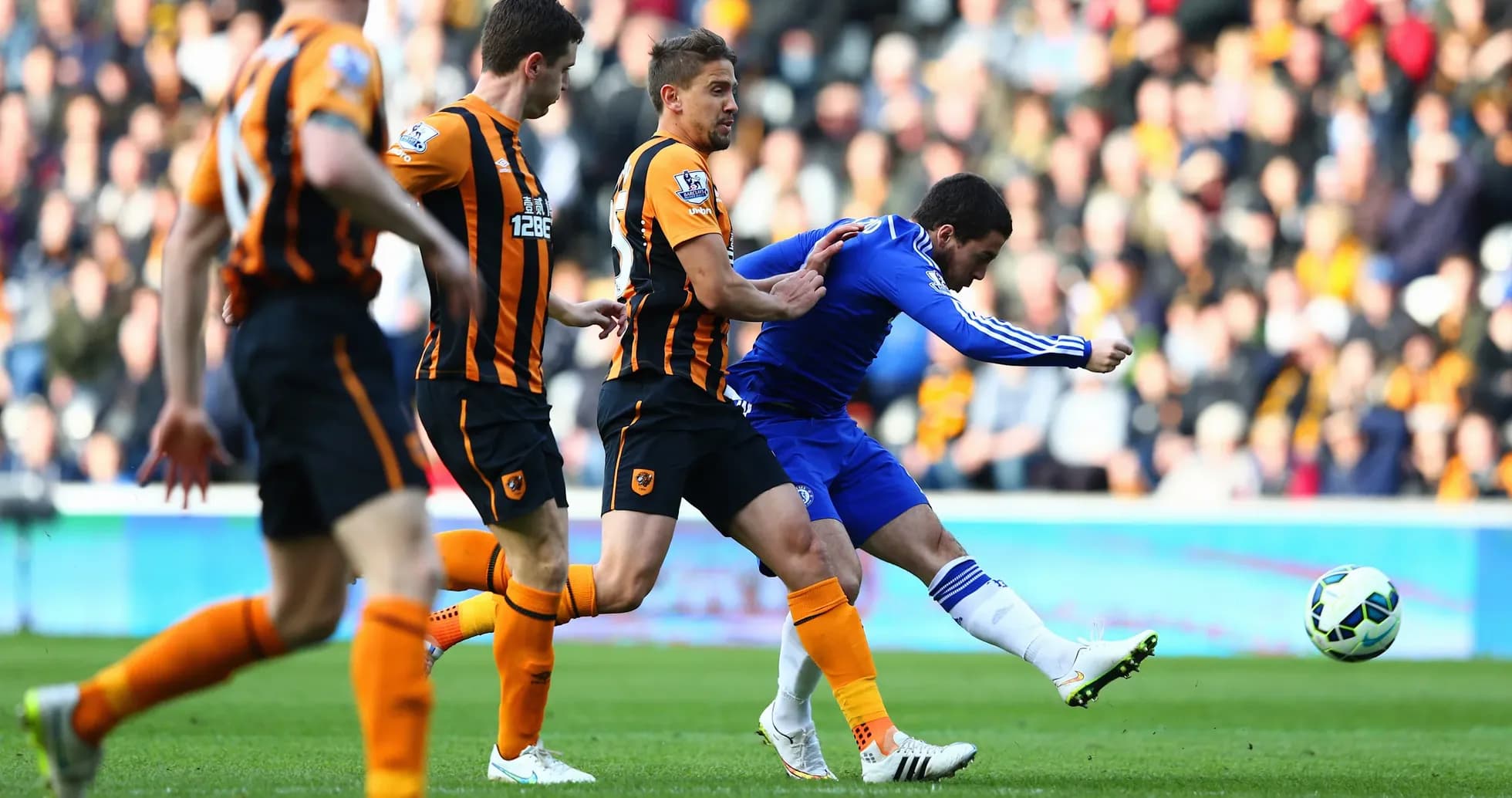 Chelsea player shoots during match against Hull City Chelsea player shoots during match against Hull City