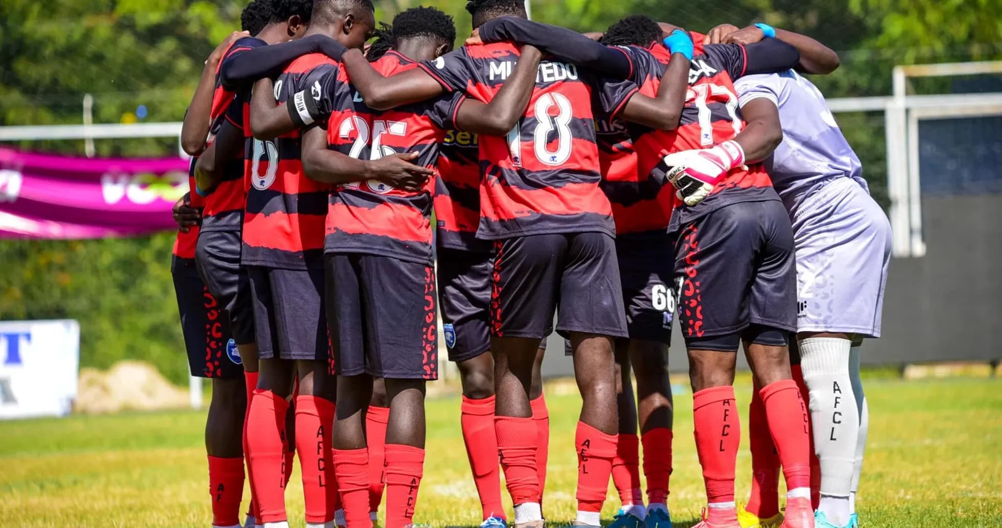 AFC Leopards players in a huddle before match AFC Leopards players in a huddle before match