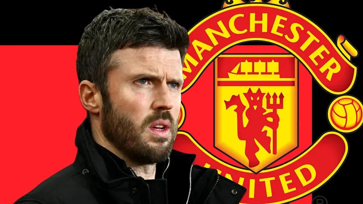 Man wearing a jacket with Manchester United logo in background Man wearing a jacket with Manchester United logo in background