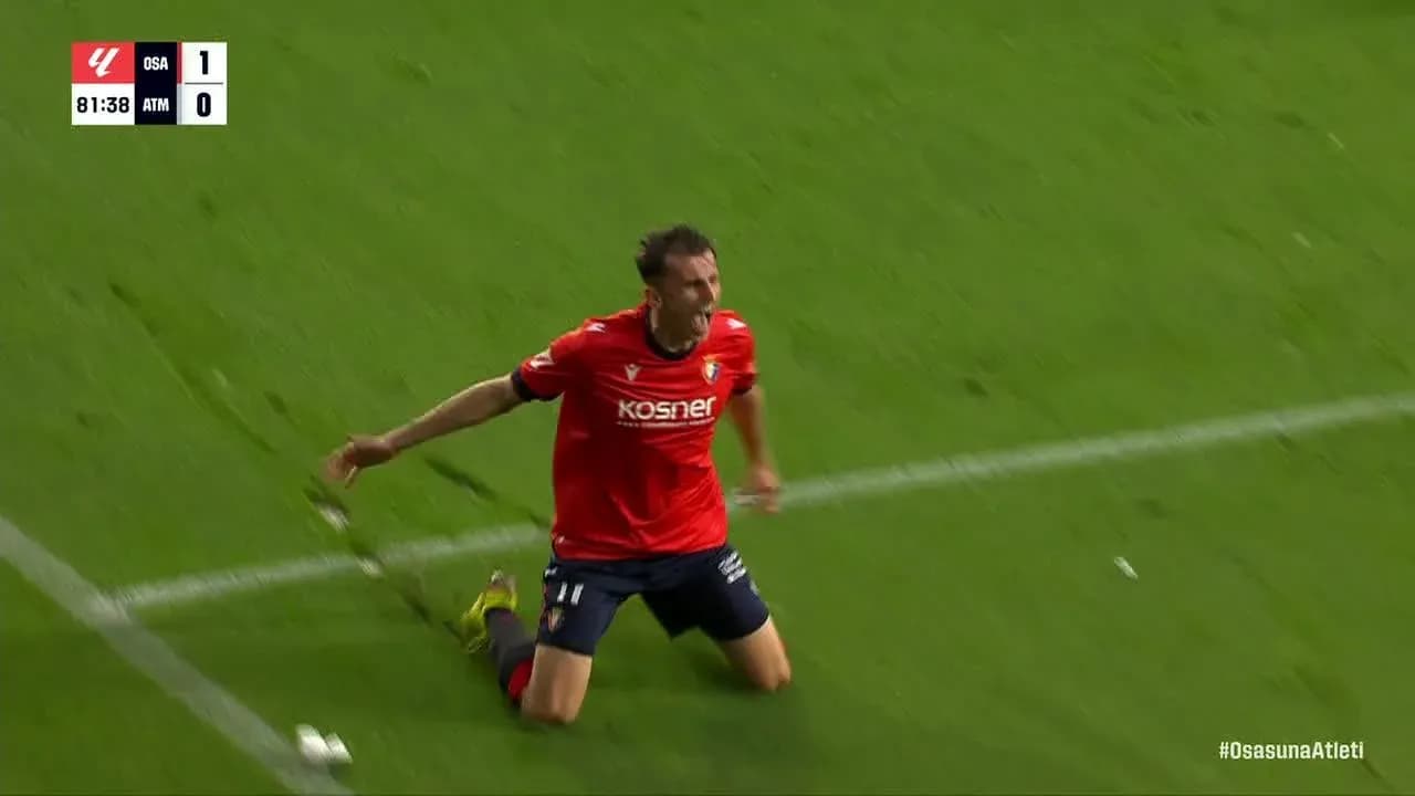 Osasuna player celebrating a goal during match Osasuna player celebrating a goal during match
