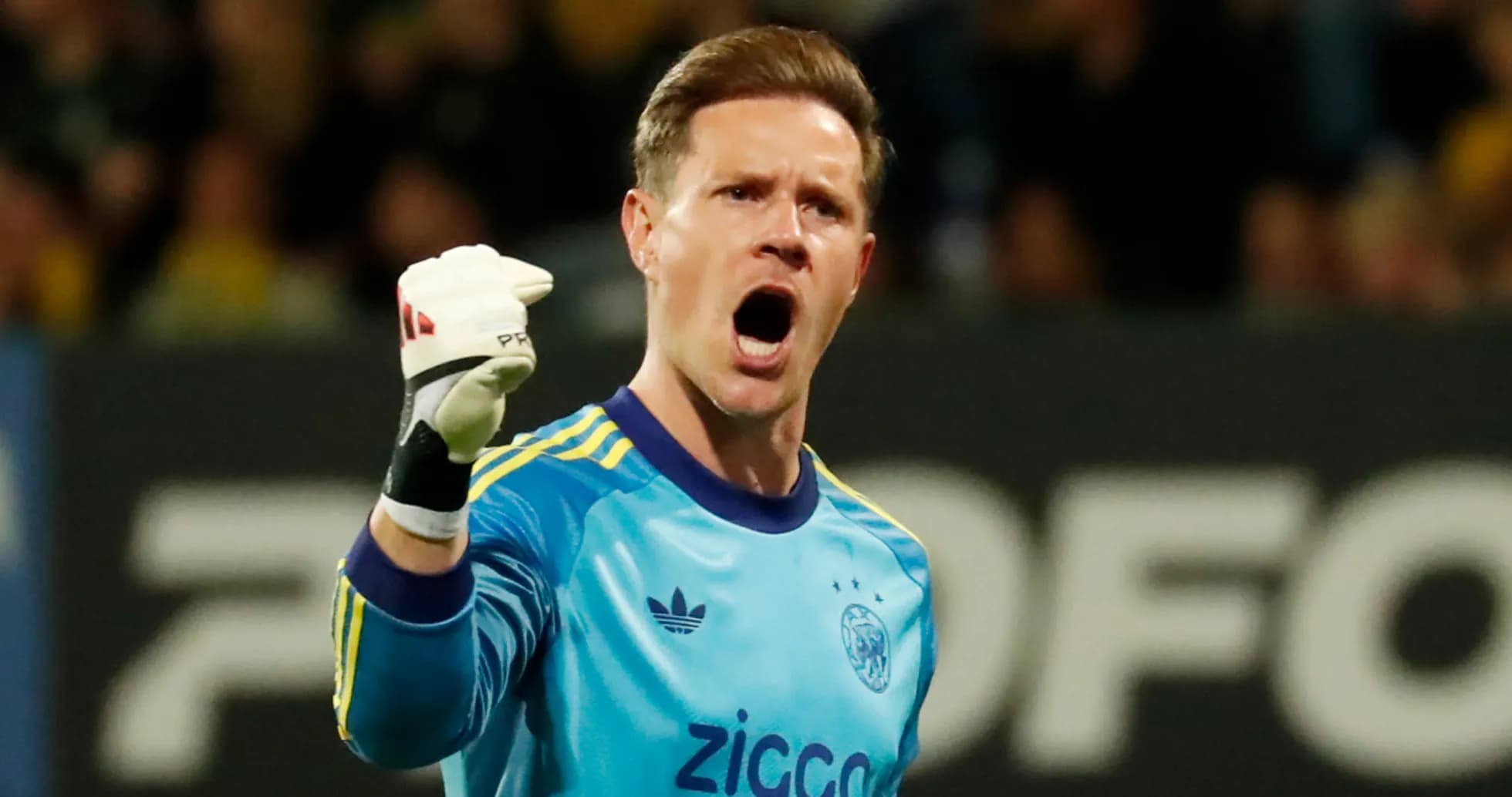 Goalkeeper celebrating after making a save Goalkeeper celebrating after making a save