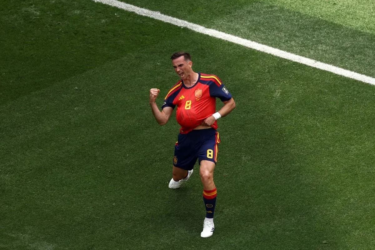 Spain player celebrating a goal during match Spain player celebrating a goal during match
