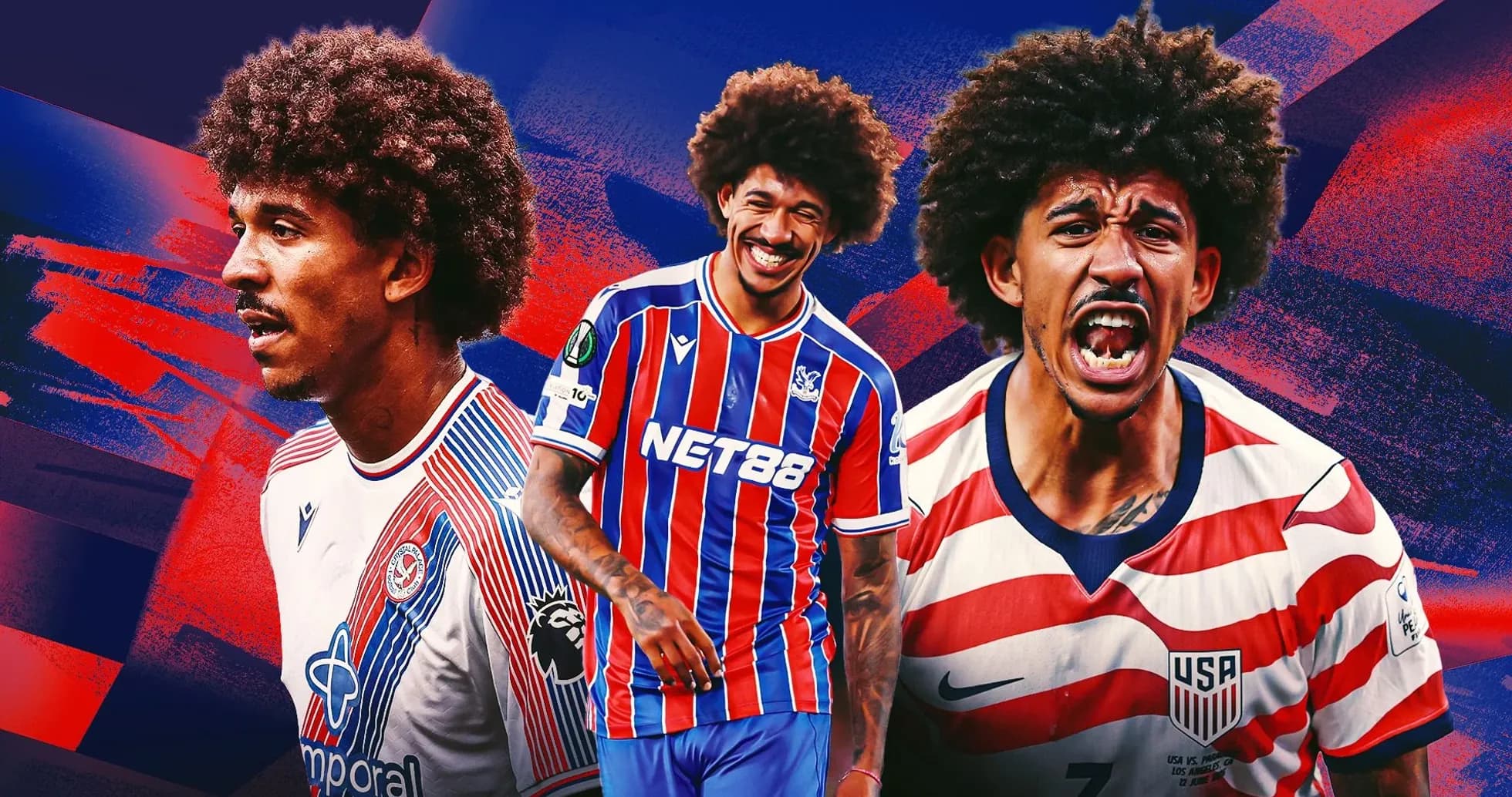 Player in various jerseys with vibrant background Player in various jerseys with vibrant background