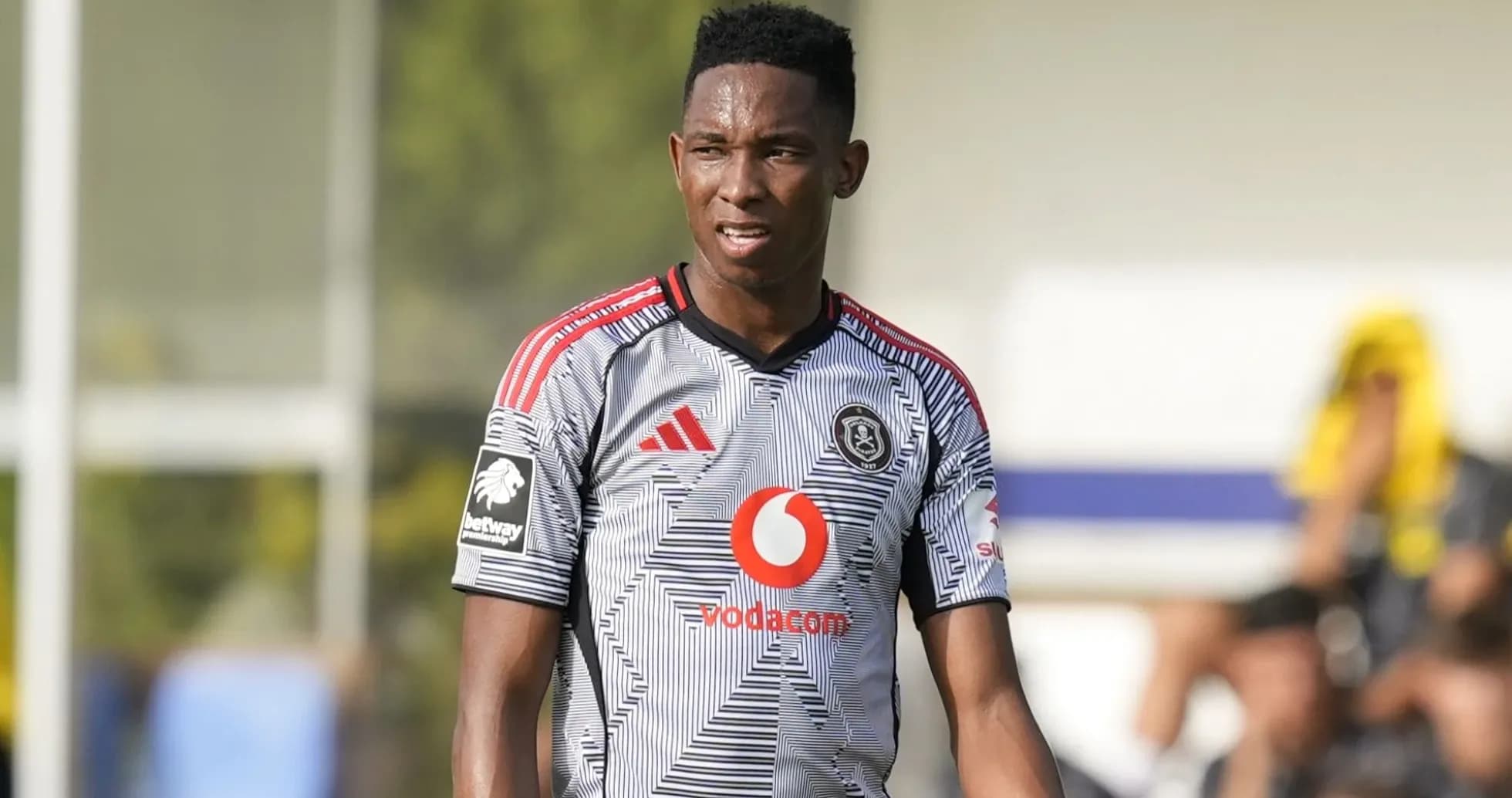 Player in Orlando Pirates jersey during match Player in Orlando Pirates jersey during match