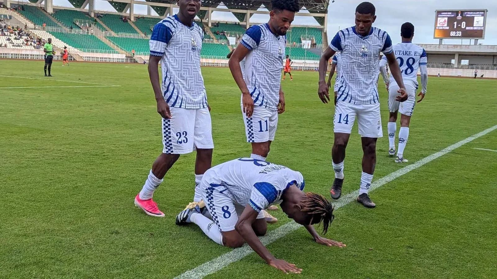 Rivers United players celebrating a goal Rivers United players celebrating a goal