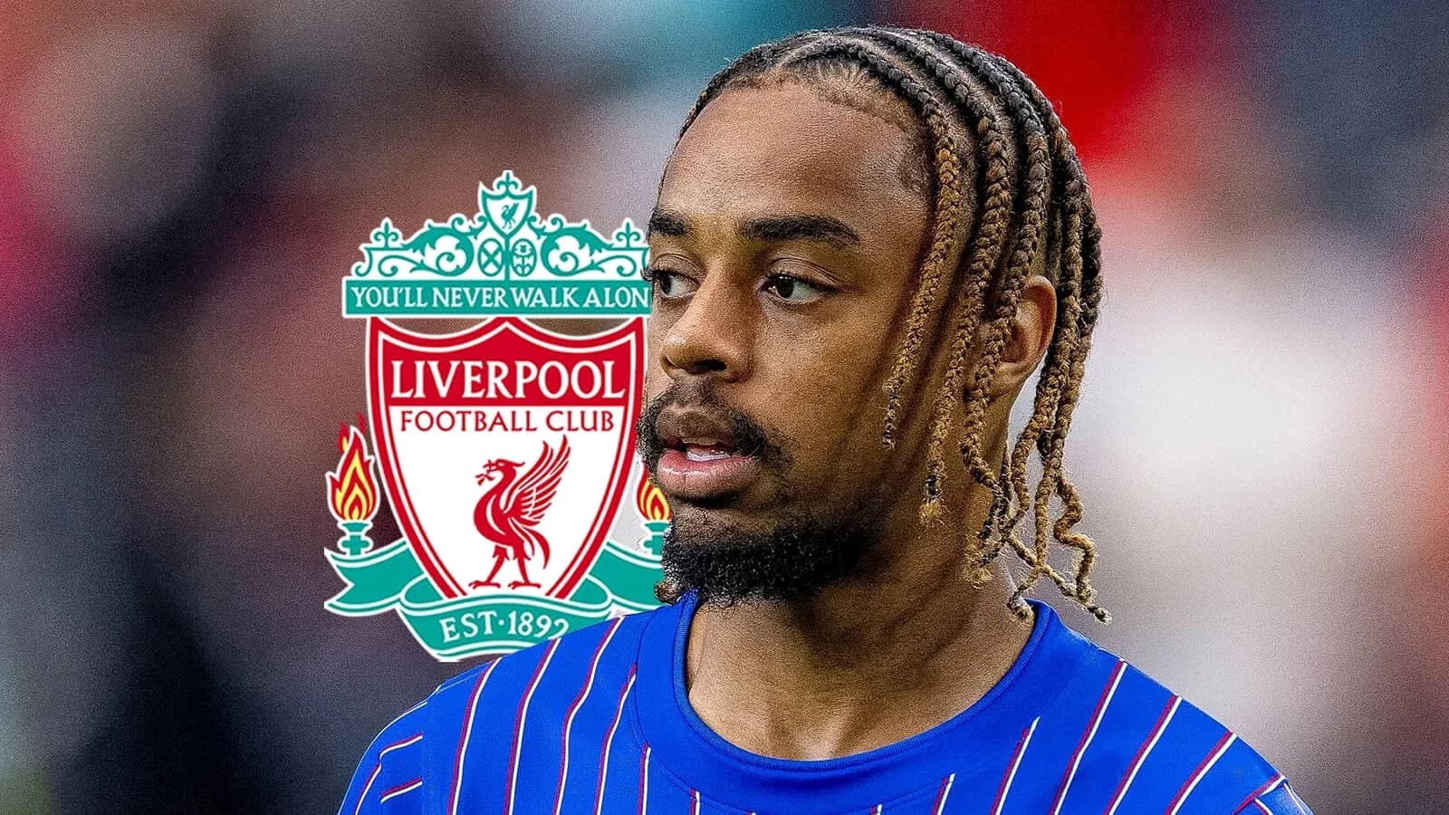 Player wearing Liverpool FC jersey with logo Player wearing Liverpool FC jersey with logo