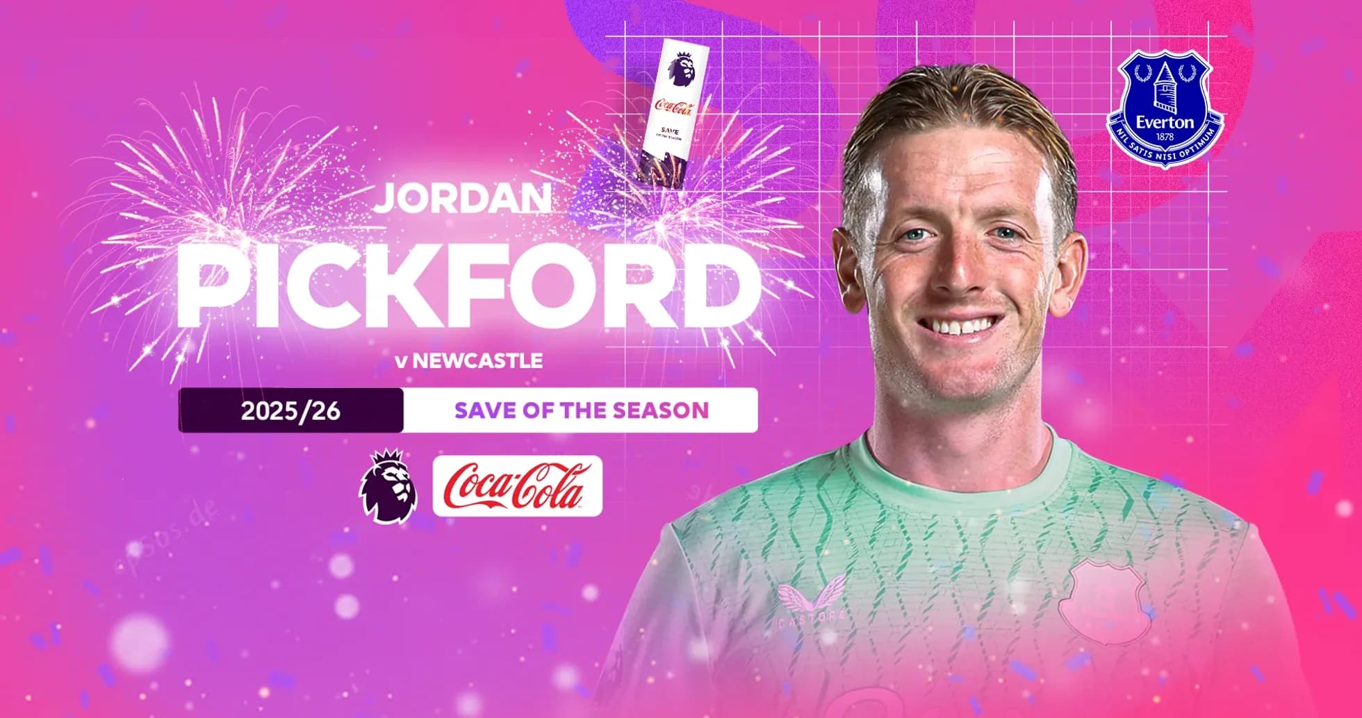 Jordan Pickford celebrates Save of the Season award Jordan Pickford celebrates Save of the Season award