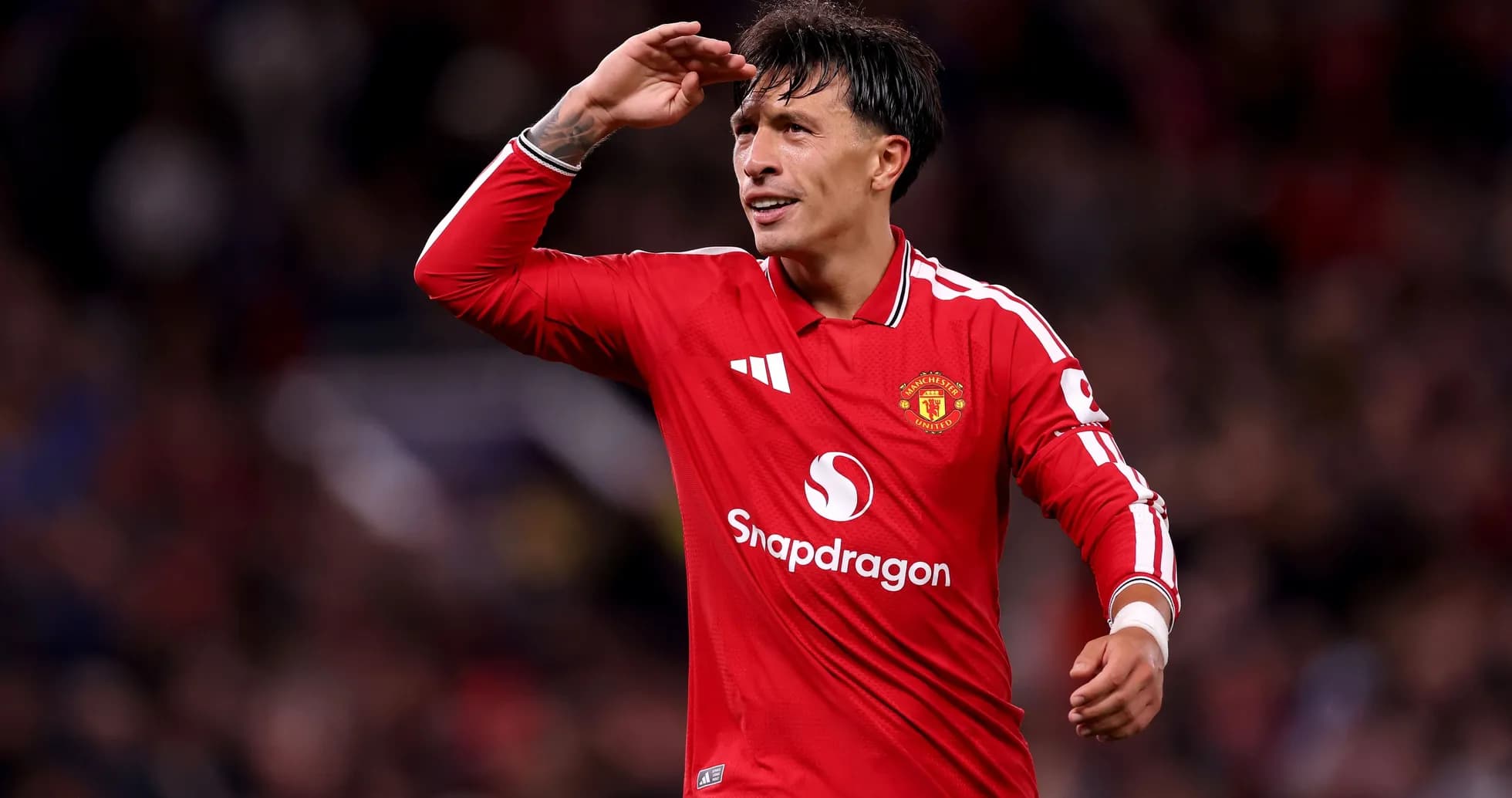 Player celebrating in Manchester United jersey during match Player celebrating in Manchester United jersey during match