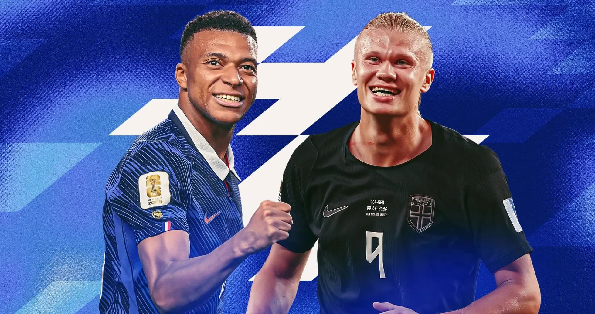 Mbappé and Haaland celebrating in promotional image Mbappé and Haaland celebrating in promotional image