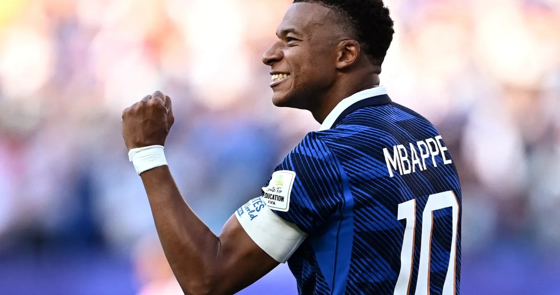 Player celebrating in France national team jersey Player celebrating in France national team jersey
