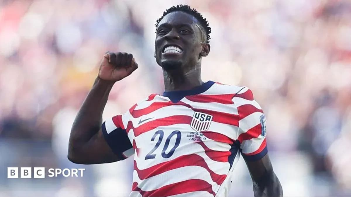 Player celebrating after scoring a goal for USA Player celebrating after scoring a goal for USA