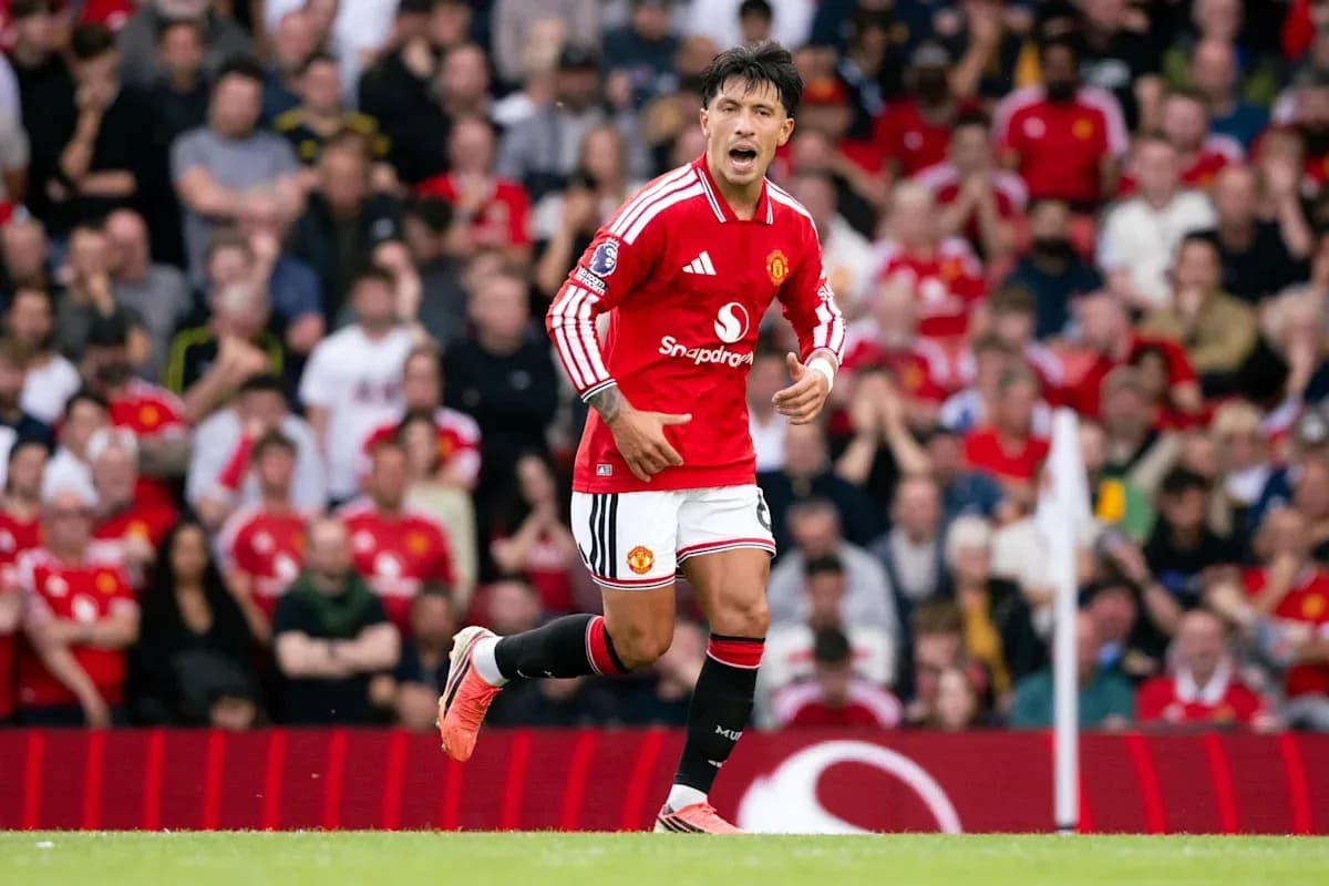 Player celebrating during Manchester United match Player celebrating during Manchester United match