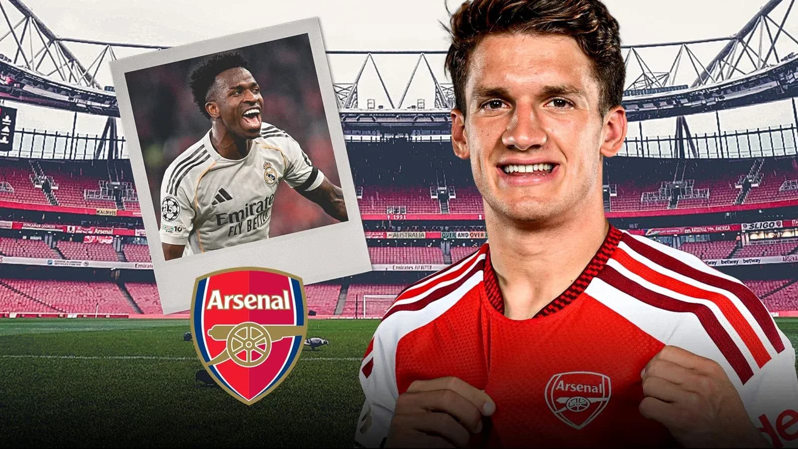 Arsenal player smiling in home jersey at stadium Arsenal player smiling in home jersey at stadium