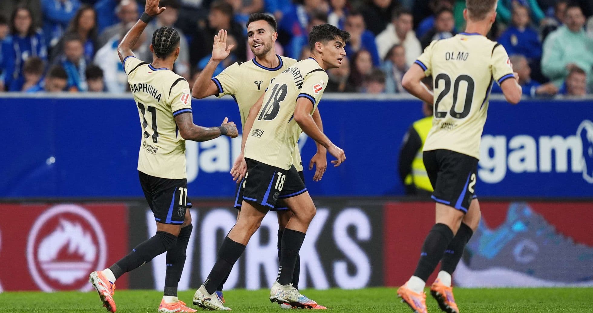 Players celebrating a goal during Oviedo match Players celebrating a goal during Oviedo match