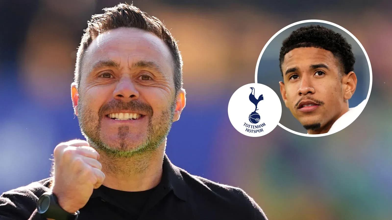 Coach celebrating with Tottenham Hotspur logo in background Coach celebrating with Tottenham Hotspur logo in background