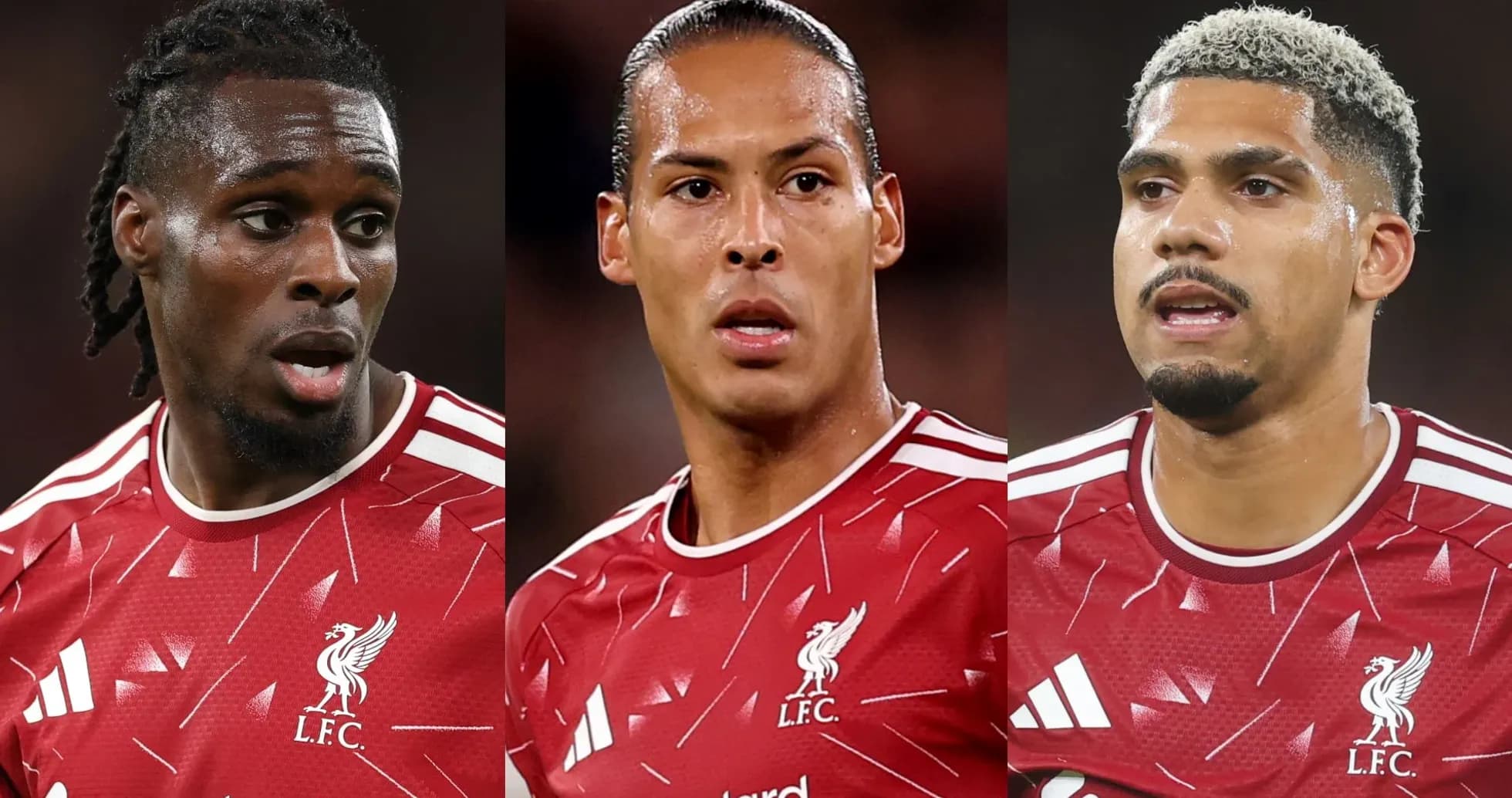Three Liverpool players in red jerseys during match Three Liverpool players in red jerseys during match