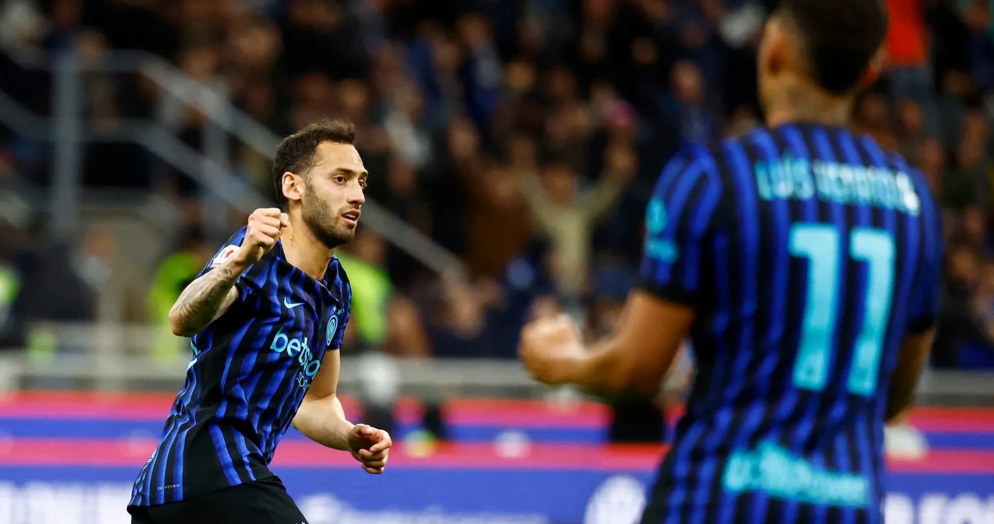 Inter player celebrating during Serie A match Inter player celebrating during Serie A match