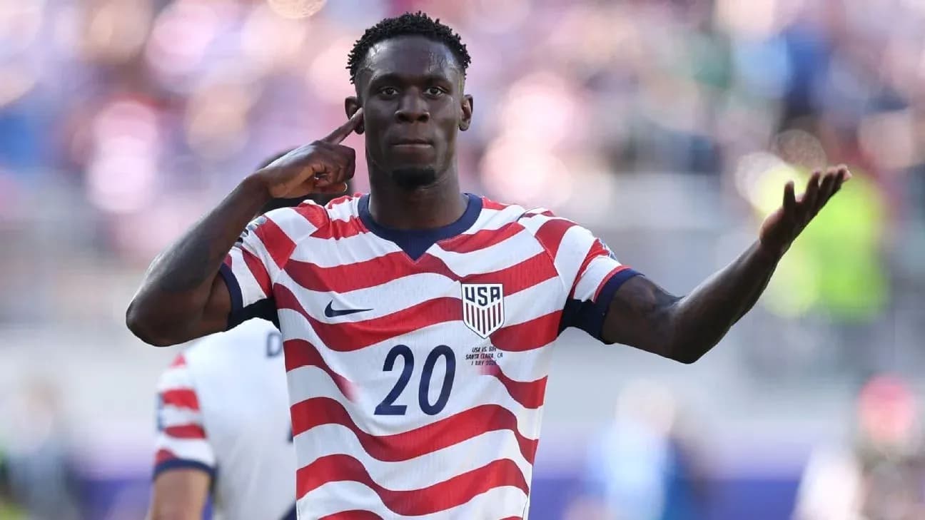 Player celebrating during USA soccer match Player celebrating during USA soccer match