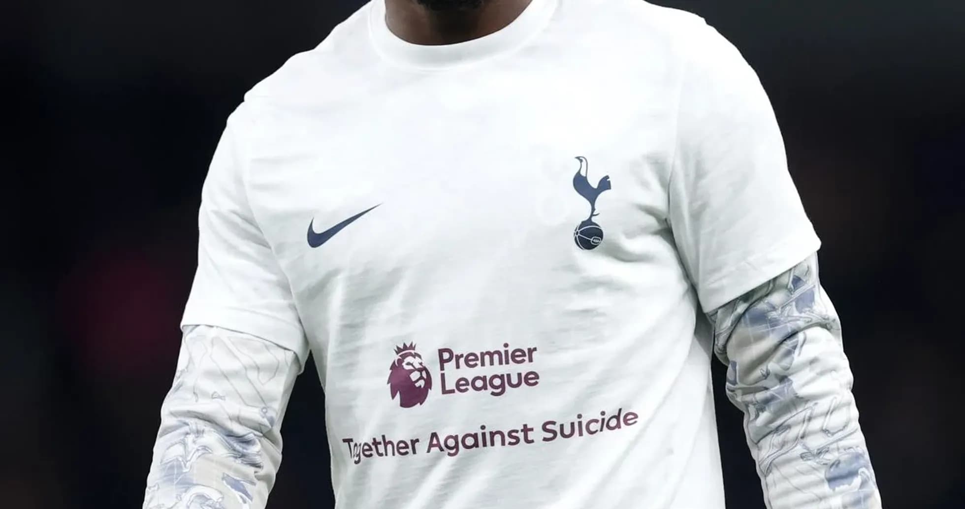 Player wearing Tottenham shirt before match Player wearing Tottenham shirt before match