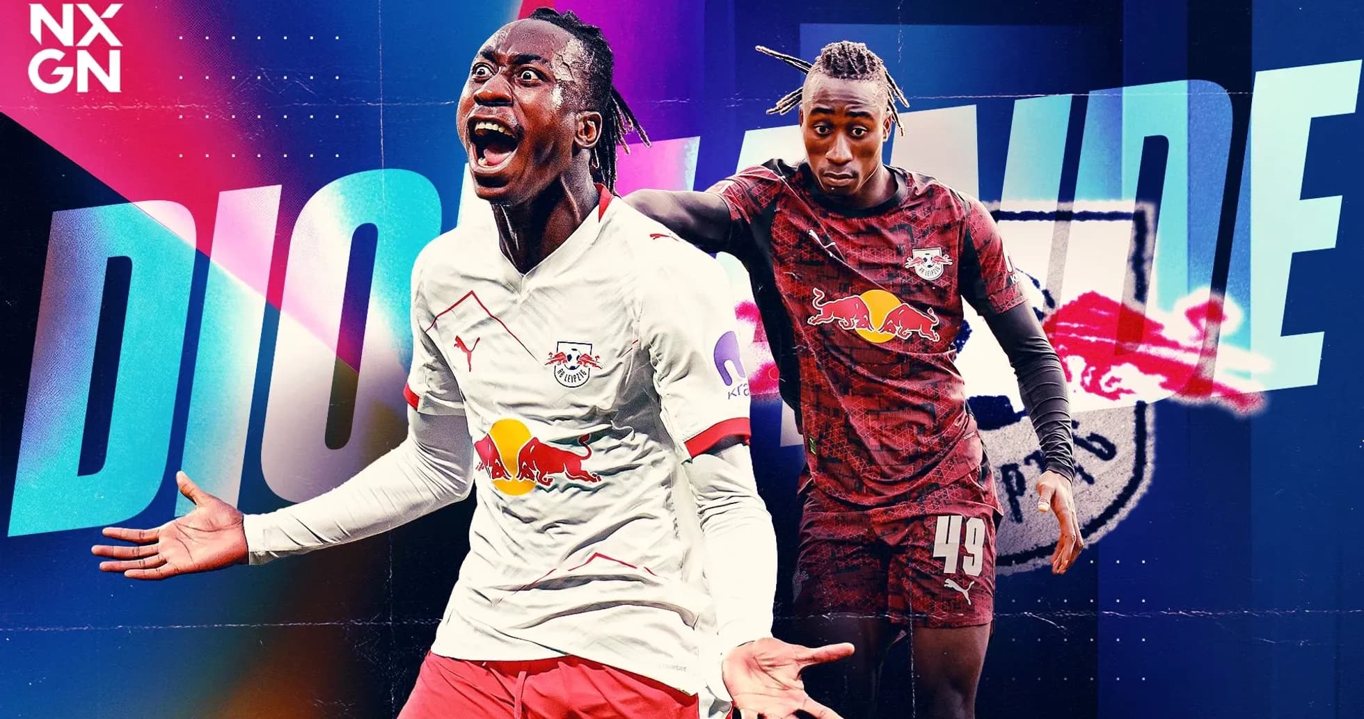 Player celebrating goal with Red Bull Leipzig kit Player celebrating goal with Red Bull Leipzig kit