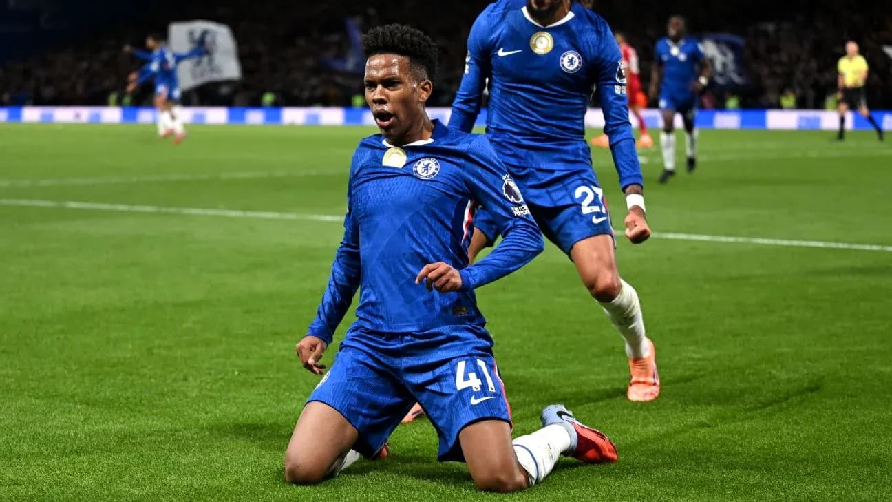 Chelsea player celebrating after scoring goal Chelsea player celebrating after scoring goal