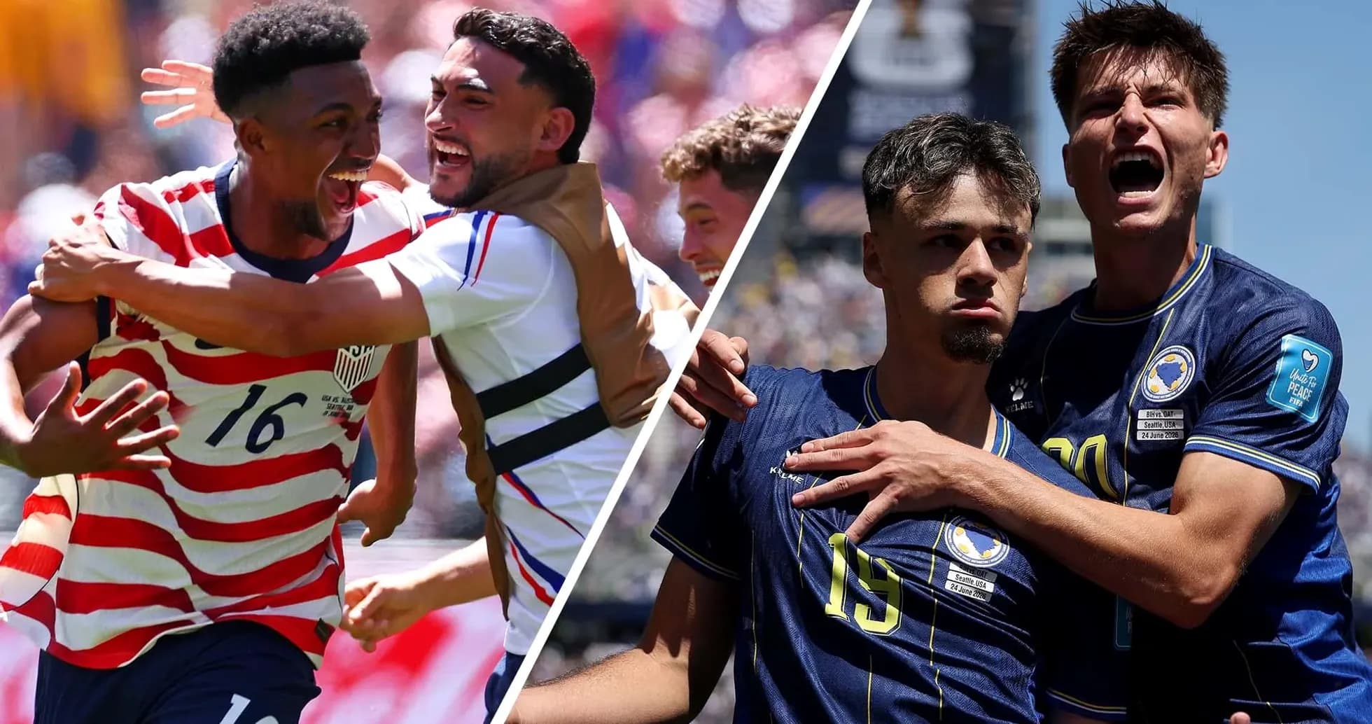 USA and Bosnia players celebrating during match USA and Bosnia players celebrating during match