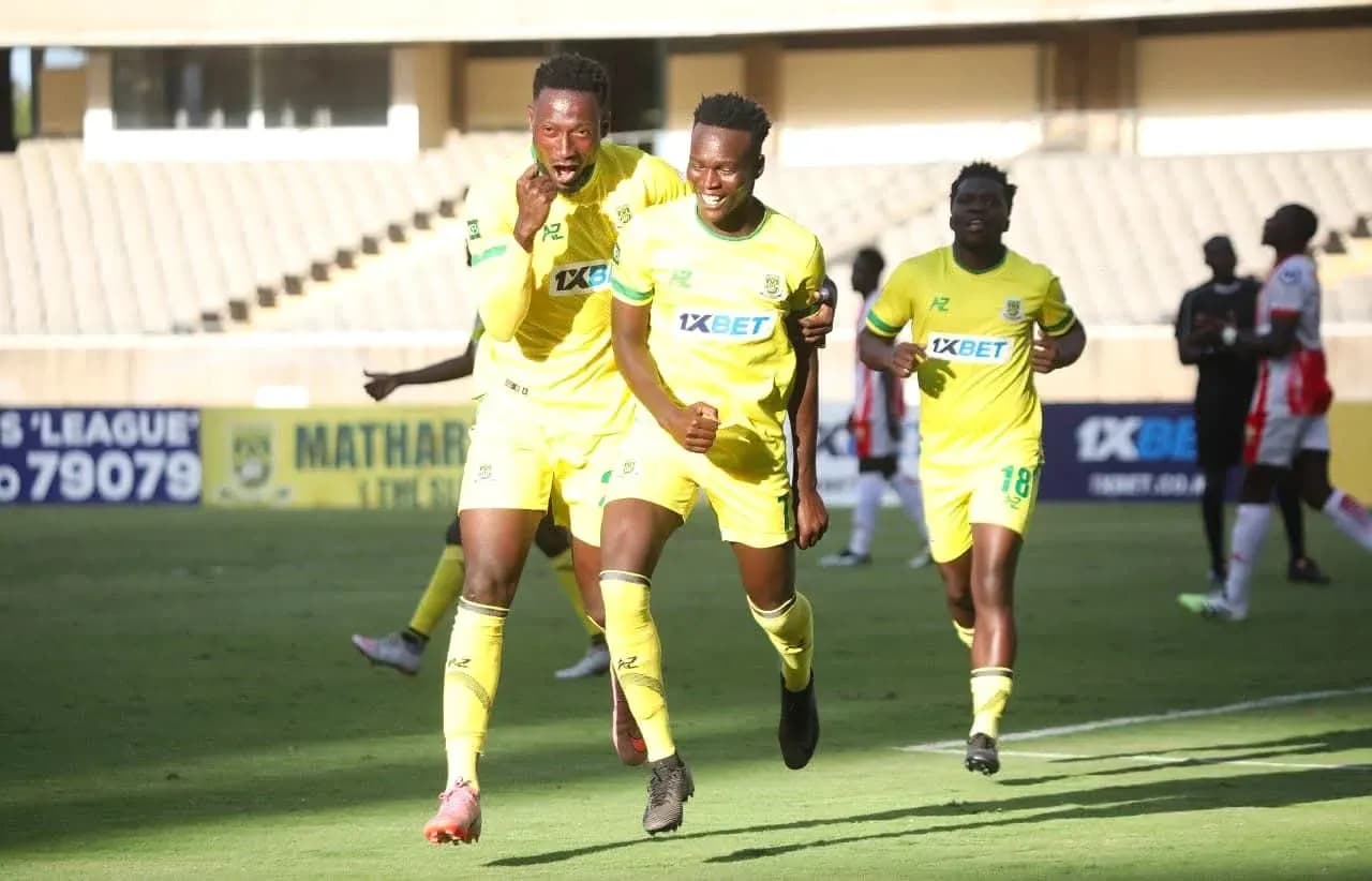 Players celebrating a goal during Mathare United match Players celebrating a goal during Mathare United match