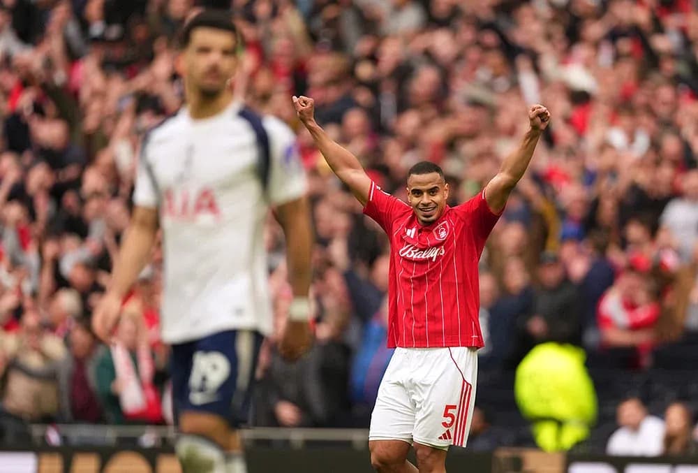 Nottingham Forest player celebrating in match Nottingham Forest player celebrating in match