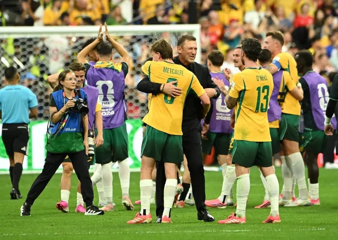 Australia players celebrating after match victory Australia players celebrating after match victory