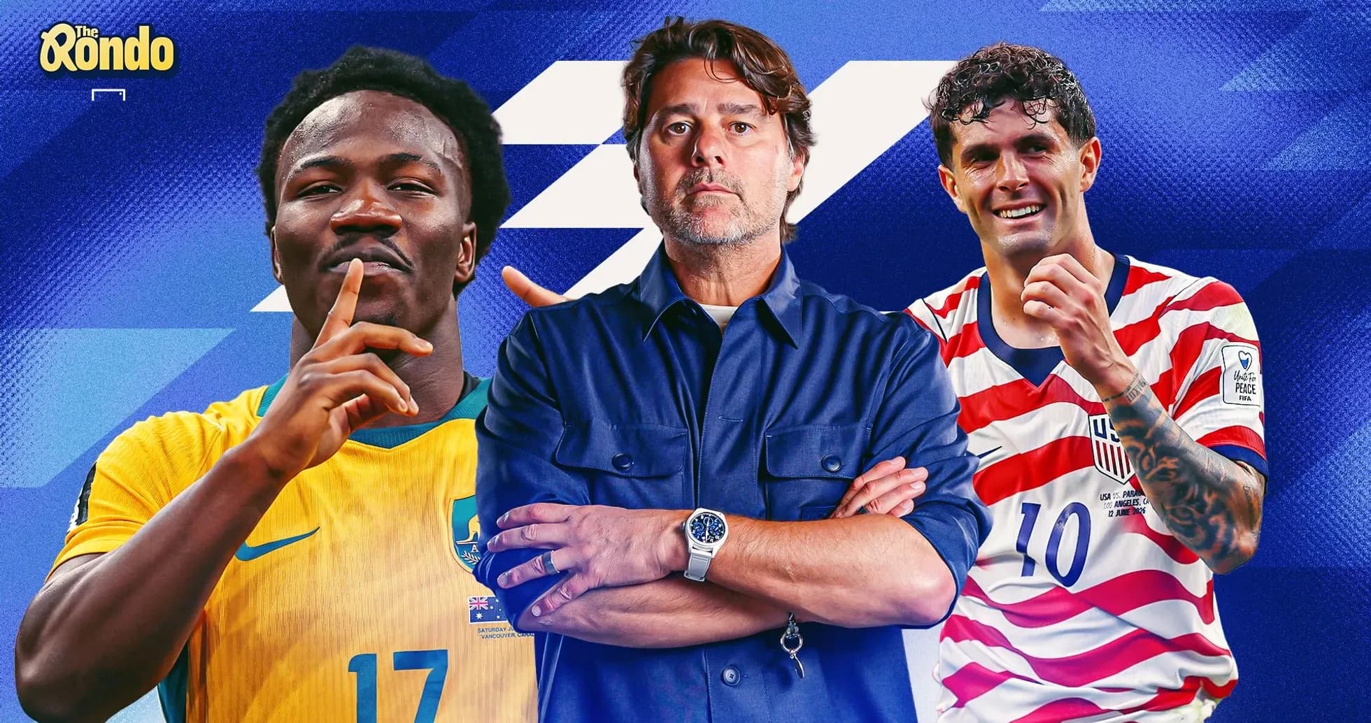 Three soccer players posing with a coach backdrop Three soccer players posing with a coach backdrop