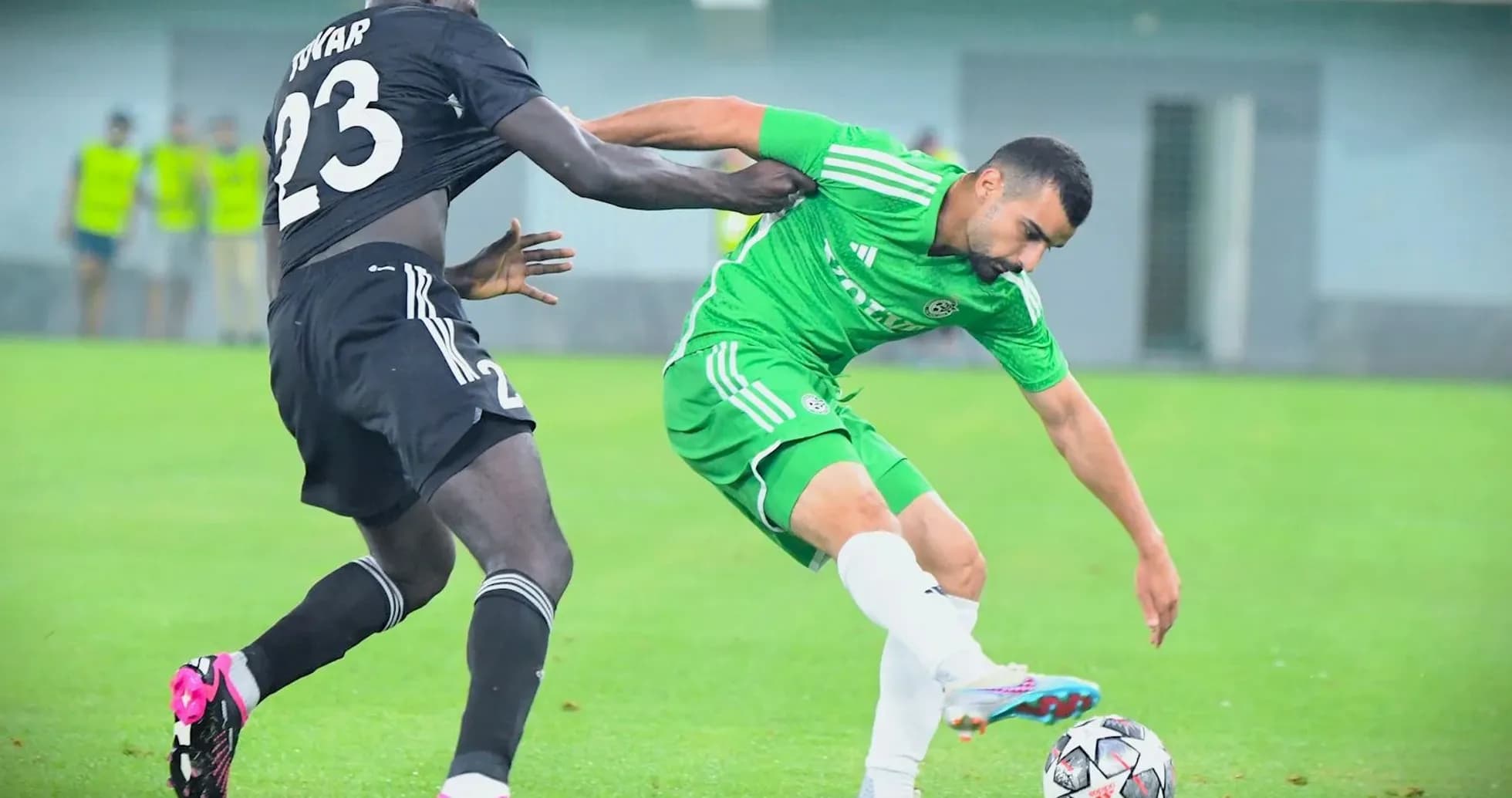 Sheriff Tiraspol player challenged by opponent Sheriff Tiraspol player challenged by opponent