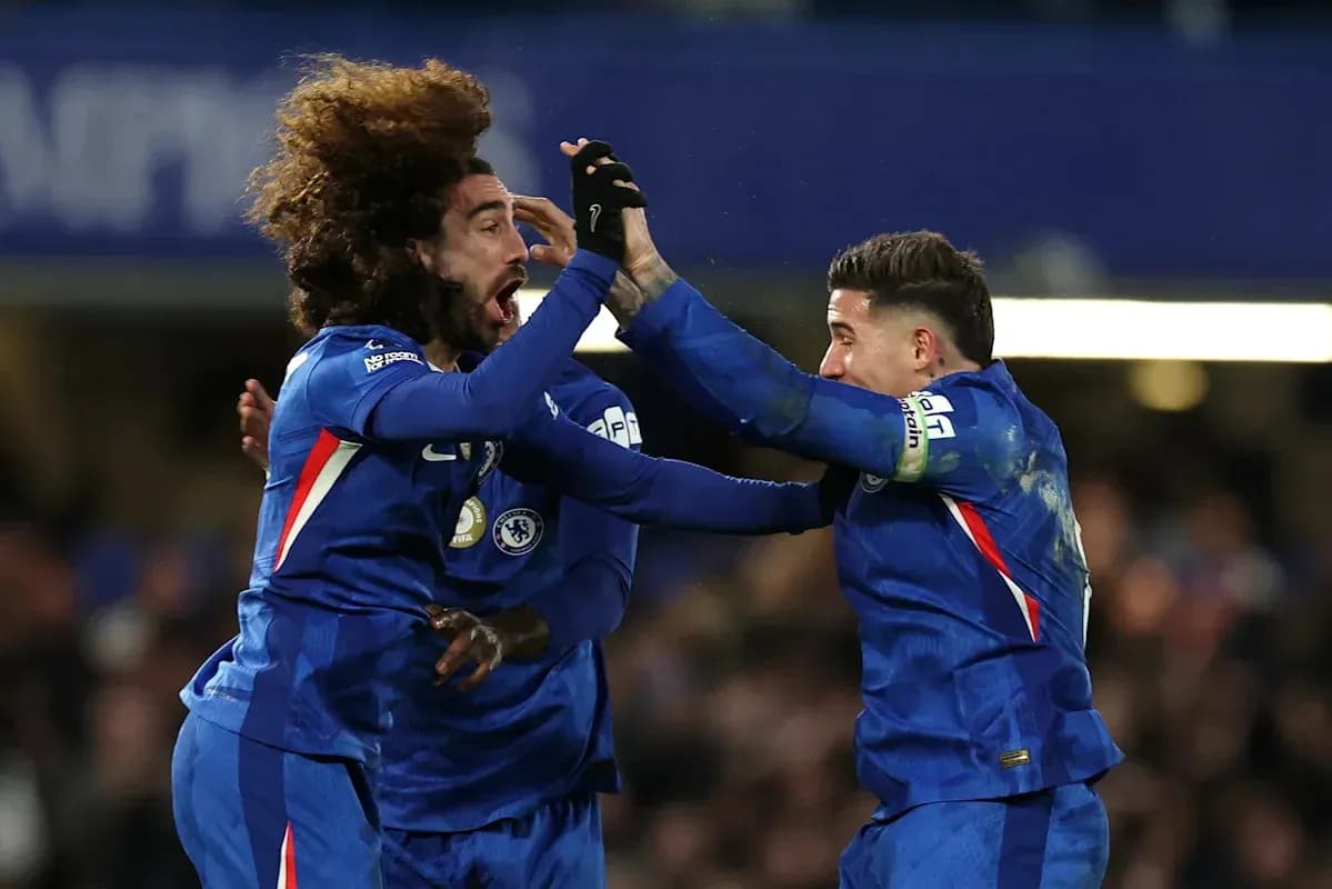 Chelsea players celebrating a goal during a match Chelsea players celebrating a goal during a match