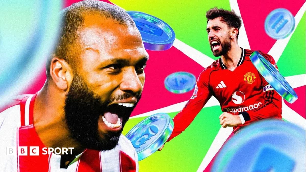 Players celebrating during a vibrant sports graphic Players celebrating during a vibrant sports graphic