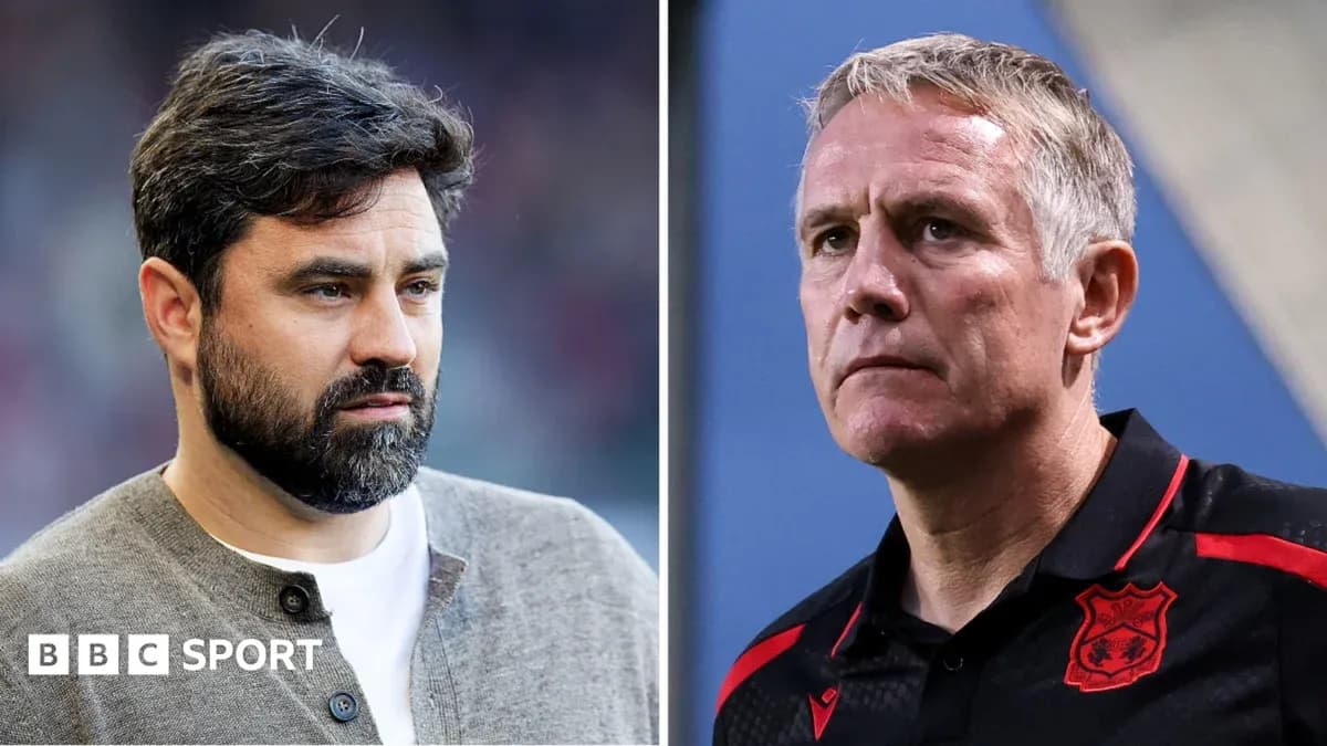 Two football coaches during a match split screen Two football coaches during a match split screen