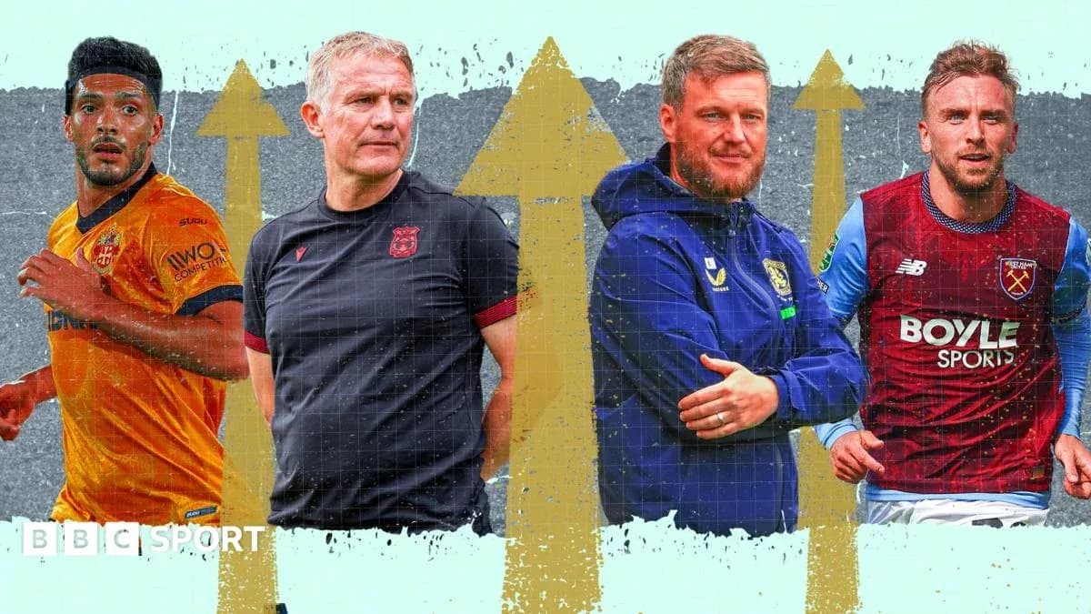 Four football figures including players and coaches Four football figures including players and coaches