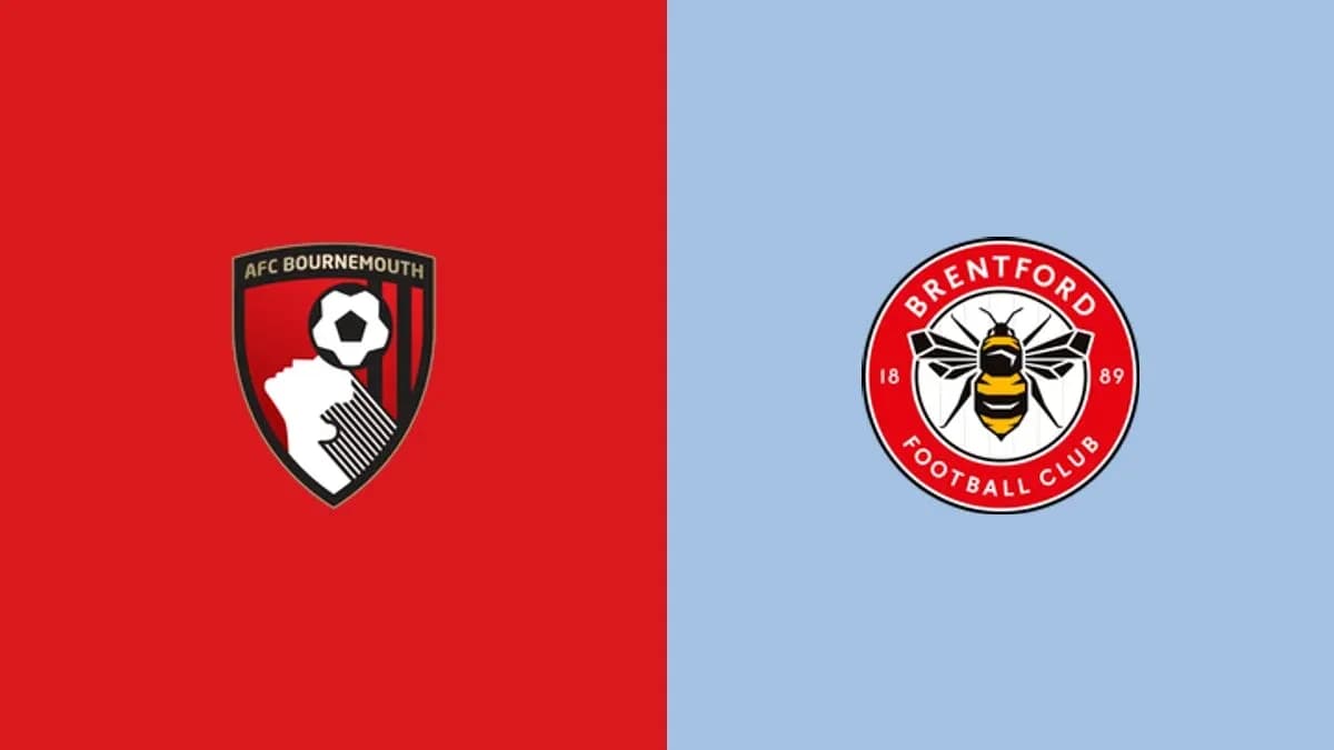 AFC Bournemouth and Brentford club logos side by side AFC Bournemouth and Brentford club logos side by side
