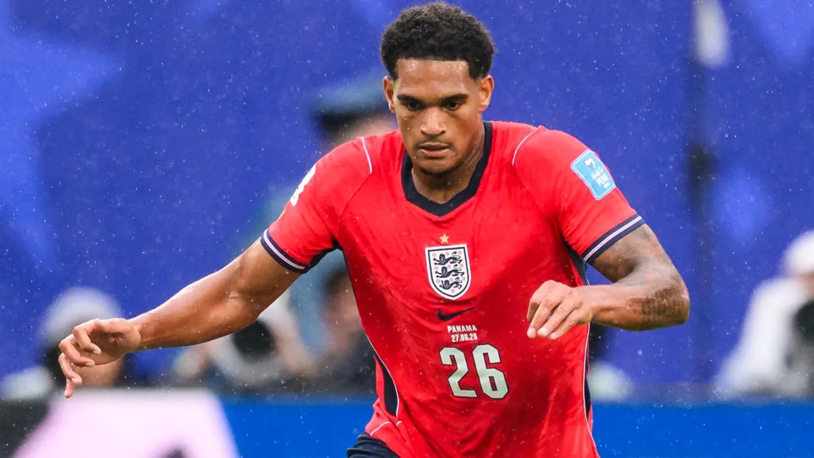 Player running in England's red kit during match Player running in England's red kit during match