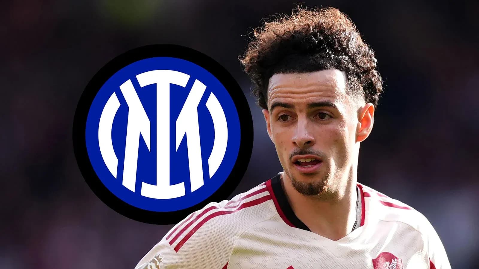 Player in jersey with Inter Milan logo in background Player in jersey with Inter Milan logo in background