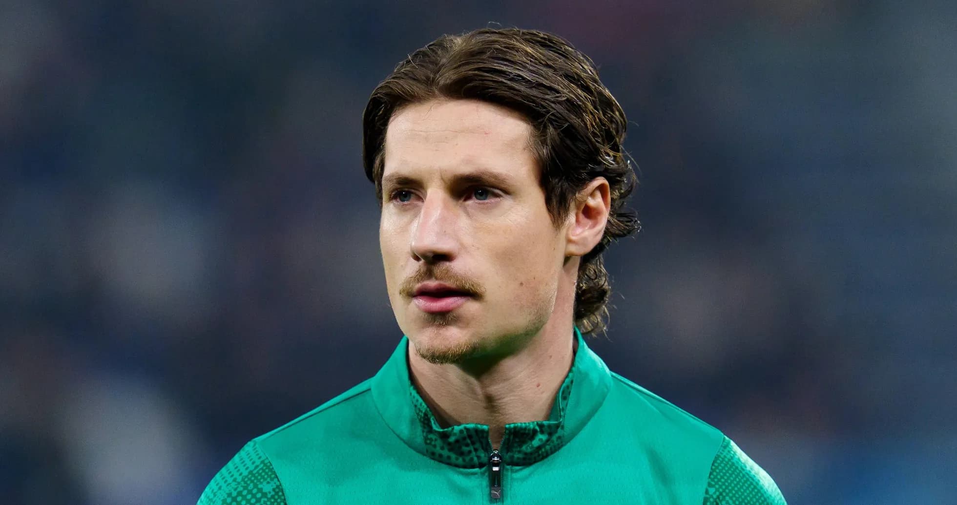 Goalkeeper in green kit during warm-up Goalkeeper in green kit during warm-up